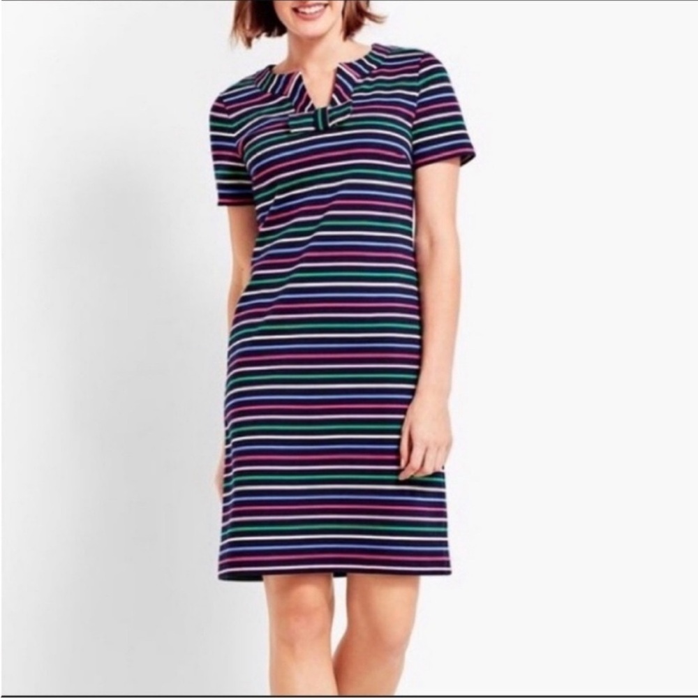NWT Talbots Striped Short Sleeve Dress XS New Stretch